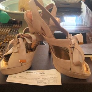 Loui Vuitton suede slingback sandals